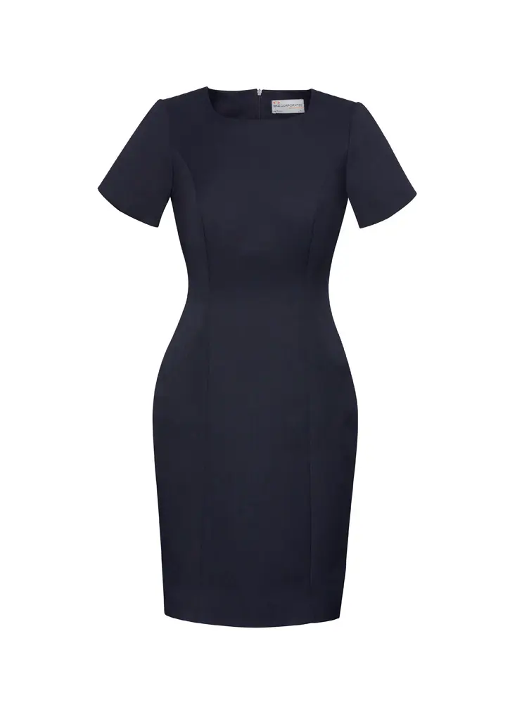 Biz Corporates Cool Stretch Womens Short Sleeve Shift Dress in Navy