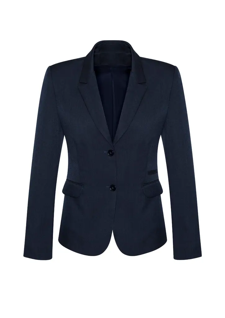Biz Corporates Cool Stretch Womens 2 Button Mid Length Jacket in Navy