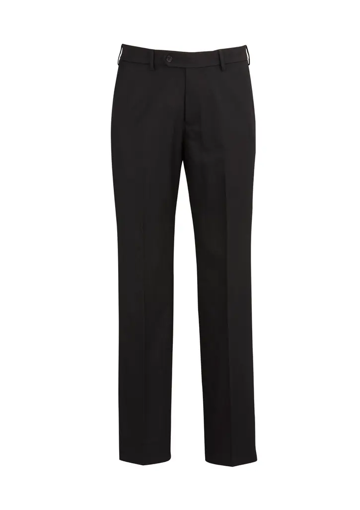 Biz Corporates Cool Stretch Mens Flat Front Pant (Stout) in Black