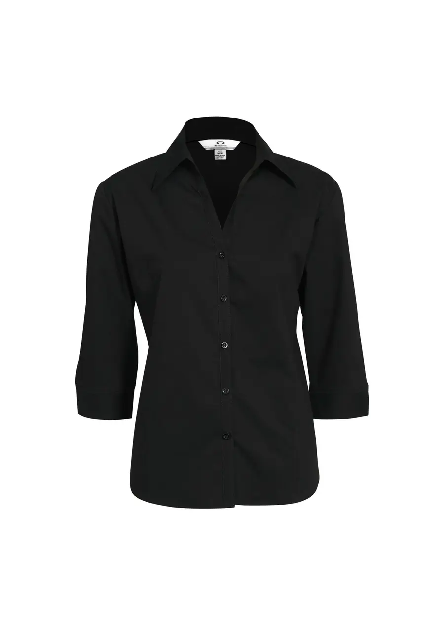 Biz Collection Metro Womens 3/4 Sleeve Shirt in Black