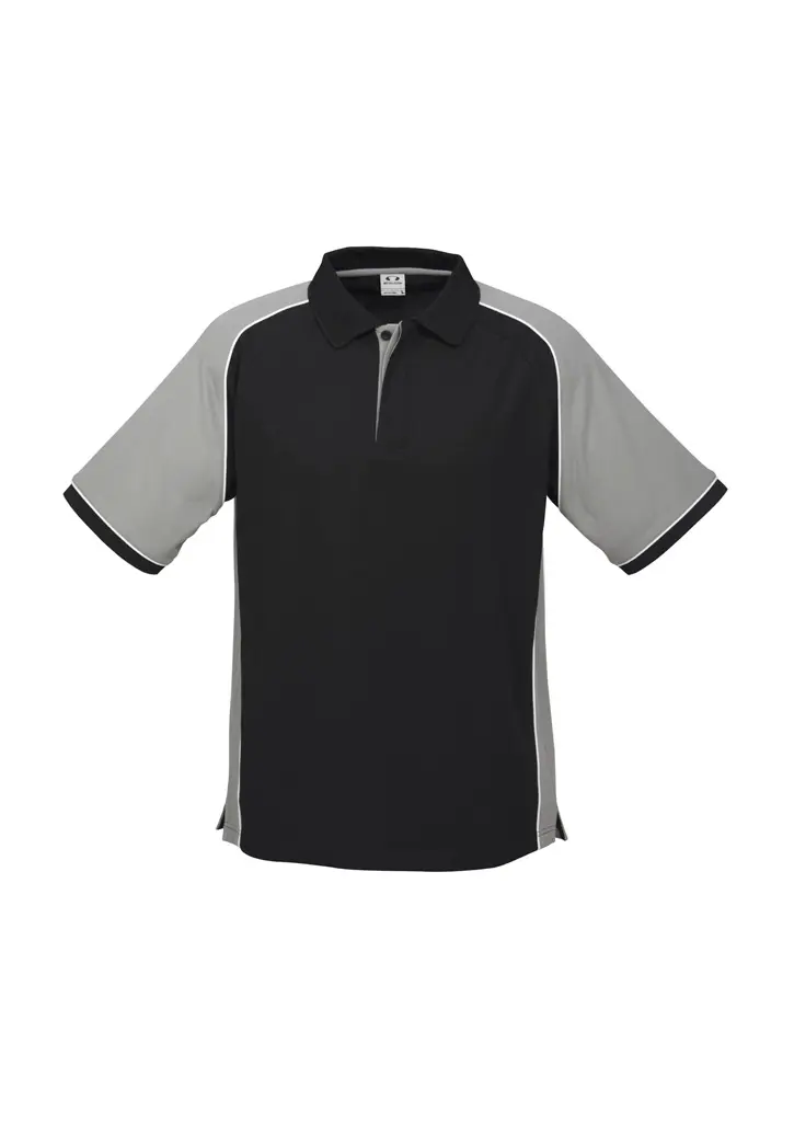 Biz Collection Nitro Mens Short Sleeve Polo in Black/Grey/White