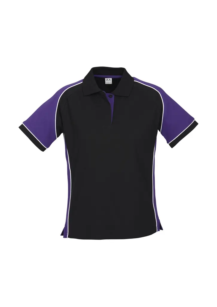 Biz Collection Nitro Womens Short Sleeve Polo in Black/Purple/White