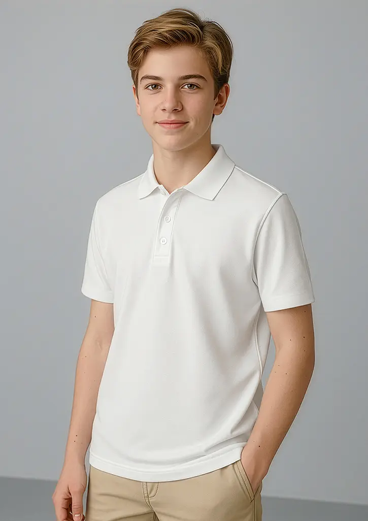 Biz Collection Crew Kids Short Sleeve Polo in White