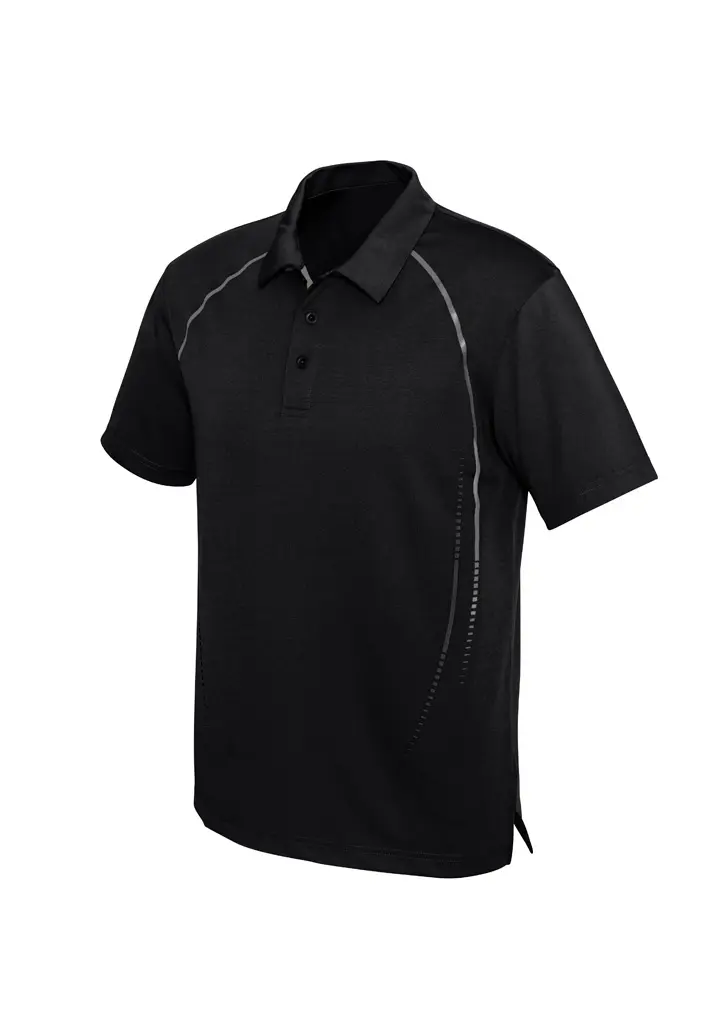 Biz Collection Cyber Mens Short Sleeve Polo in Black/Silver