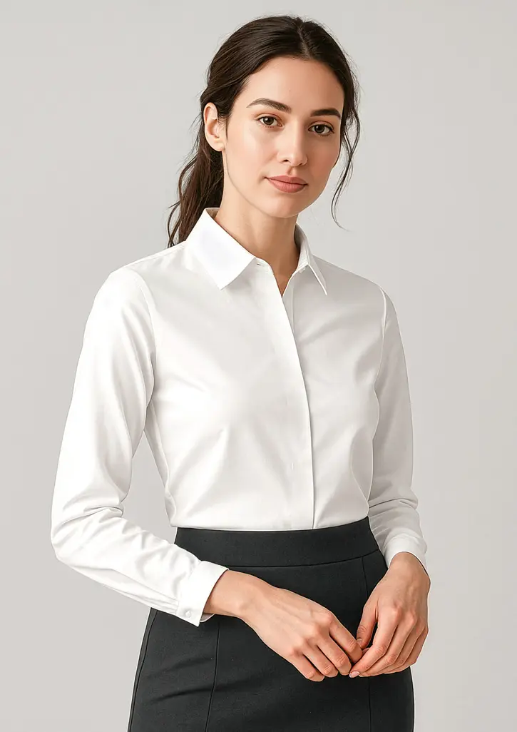 Biz Corporates Charlie Womens Long Sleeve Shirt in White
