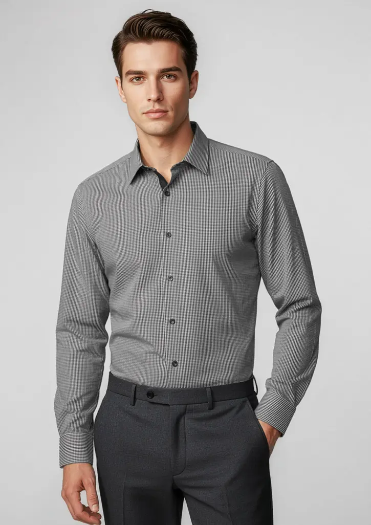 Biz Collection Edge Mens Long Sleeve Shirt in Black