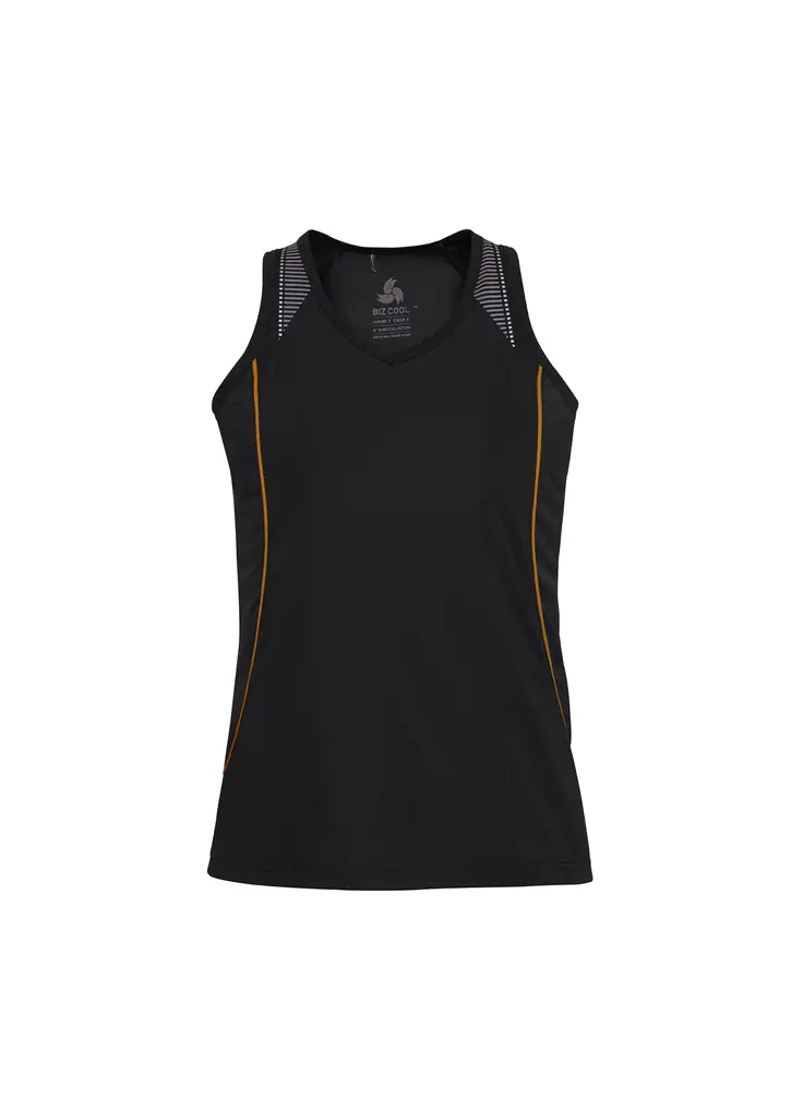 Biz Collection Razor Womens Singlet in Black/Gold