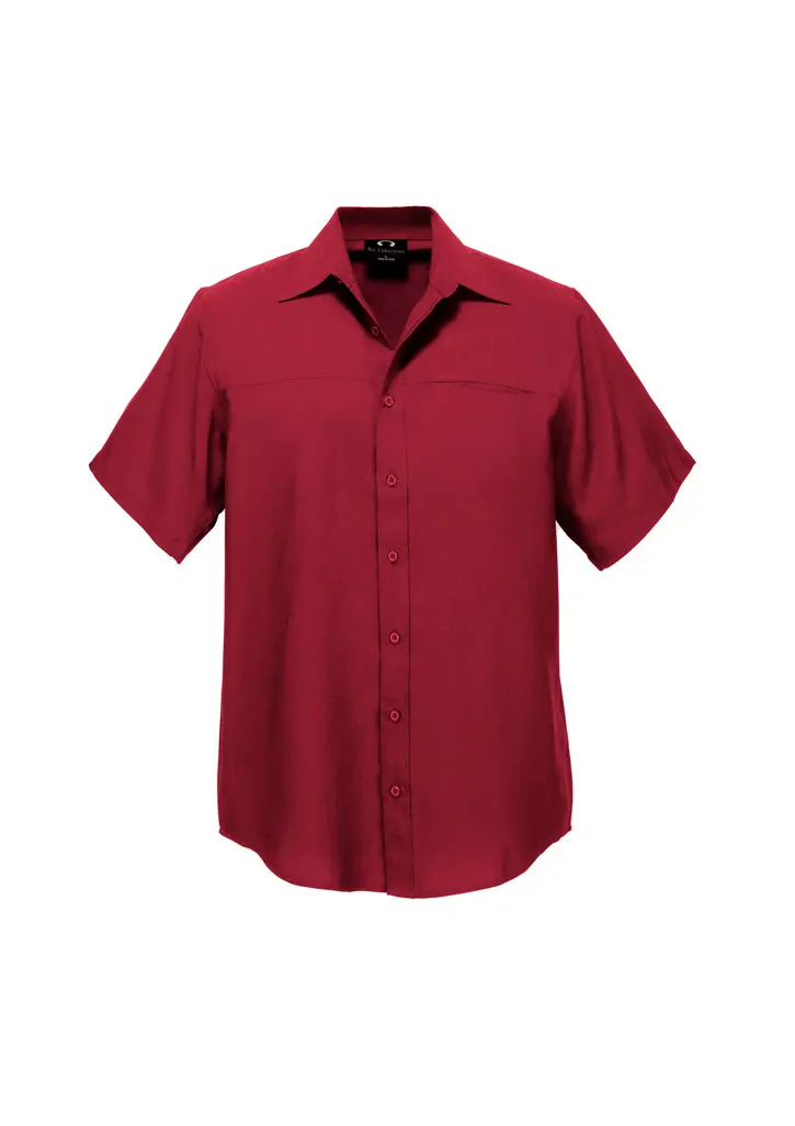 Biz Collection Oasis Mens Short Sleeve Shirt in Cherry