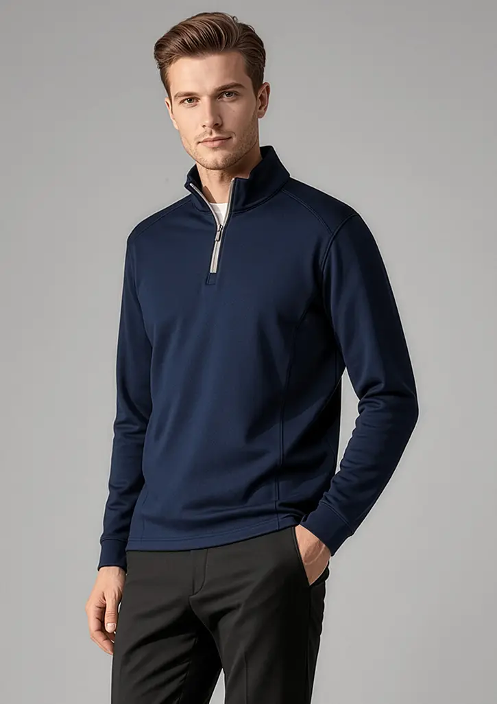 Biz Collection Shaughnessy Mens 1/4 Zip Pullover in Navy