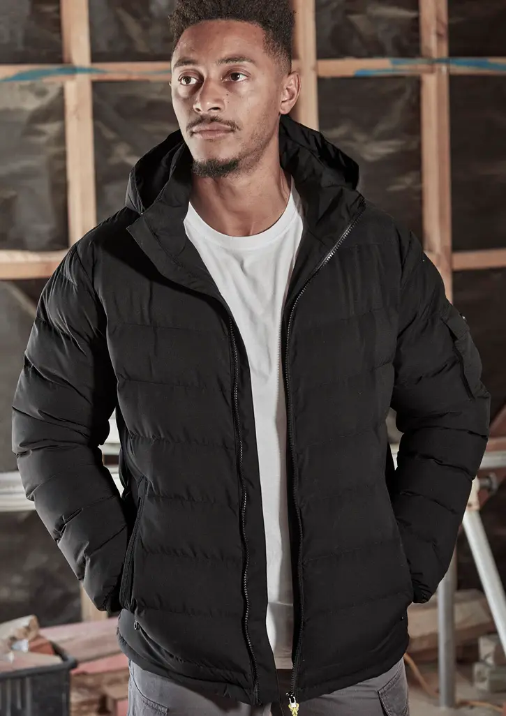 Syzmik Unisex Streetworx Hooded Puffer Jacket in Black