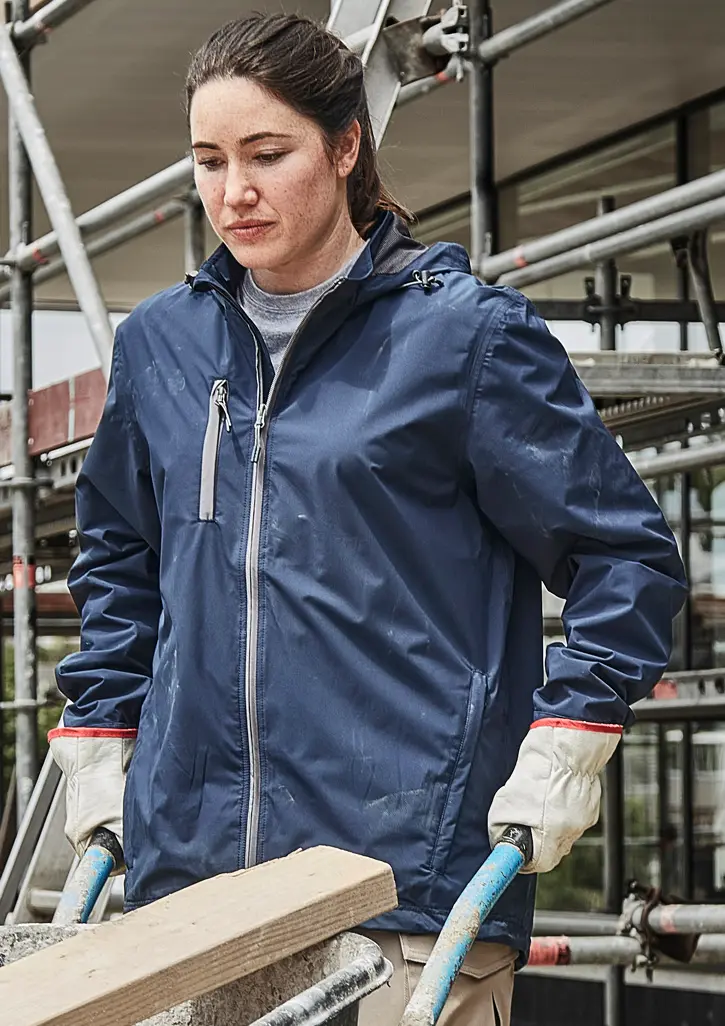Syzmik Unisex Super Light Packable Rain Jacket in Navy