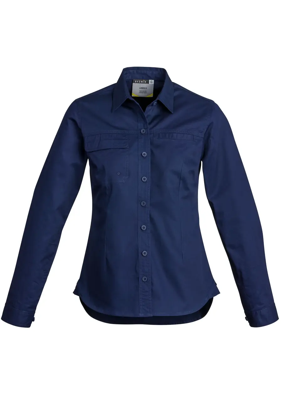 Syzmik Womens Lightweight Tradie Long Sleeve Shirt in Blue