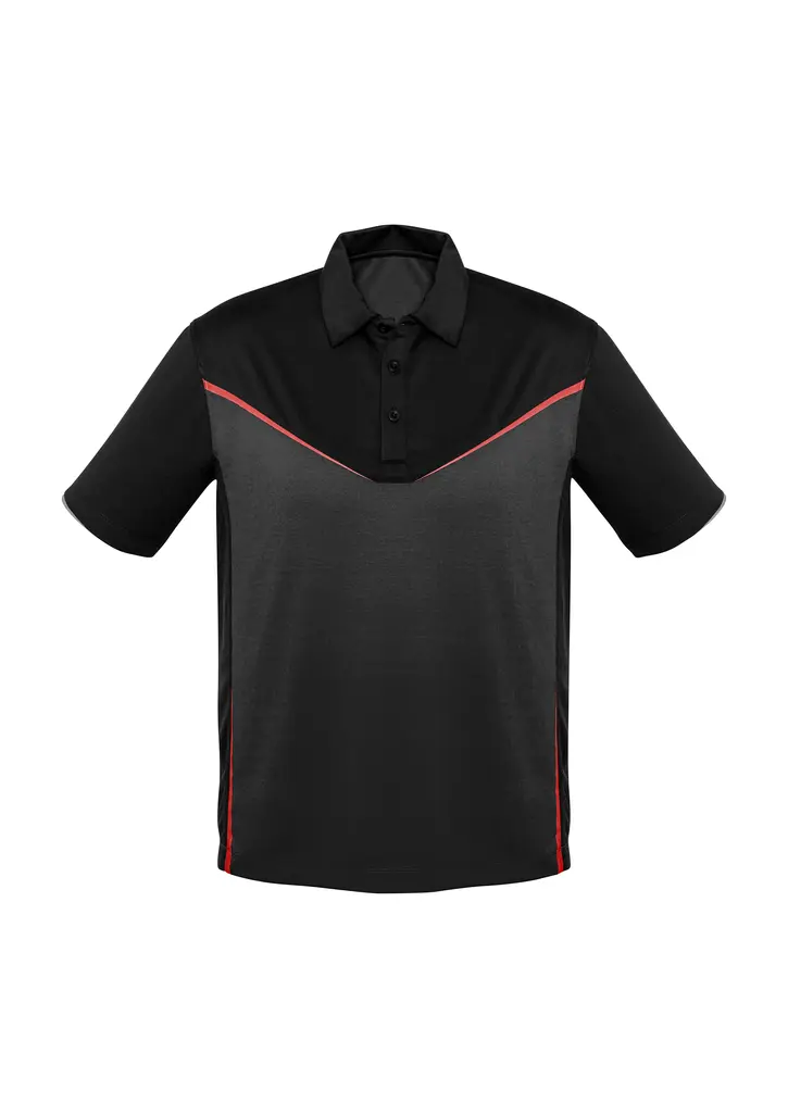 Biz Collection Victory Mens Short Sleeve Polo in Black/Grey/Red