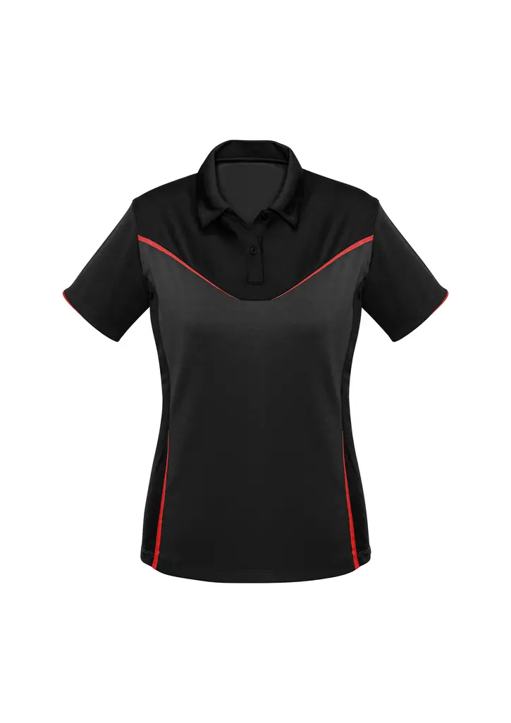 Biz Collection Victory Womens Short Sleeve Polo in Black/Grey/Red