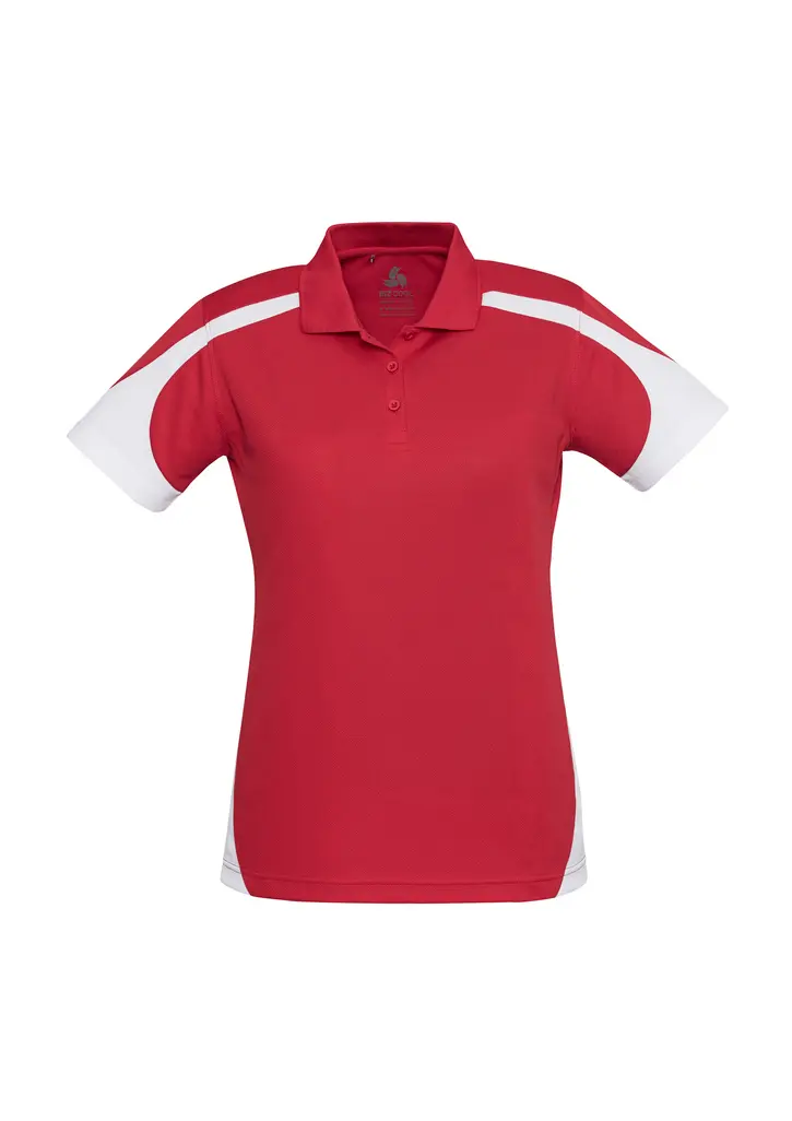 Biz Collection Talon Womens Short Sleeve Polo in Red/White