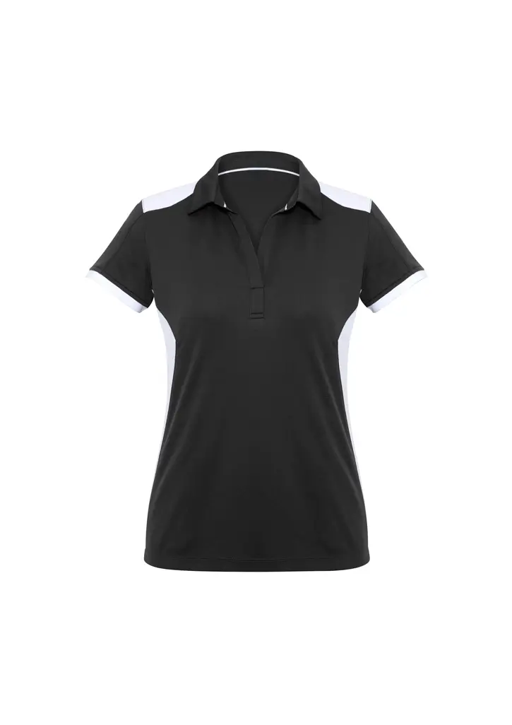 Biz Collection Rival Womens Short Sleeve Polo in Black/White