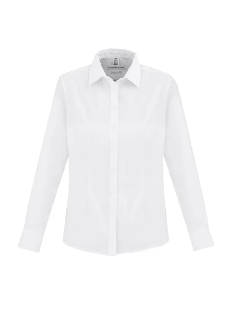 Biz Collection Oxford Womens Long Sleeve Shirt in White