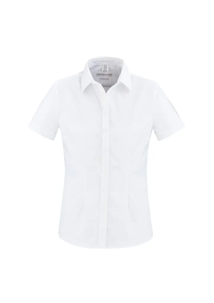 Biz Collection Oxford Womens Short Sleeve Shirt in White