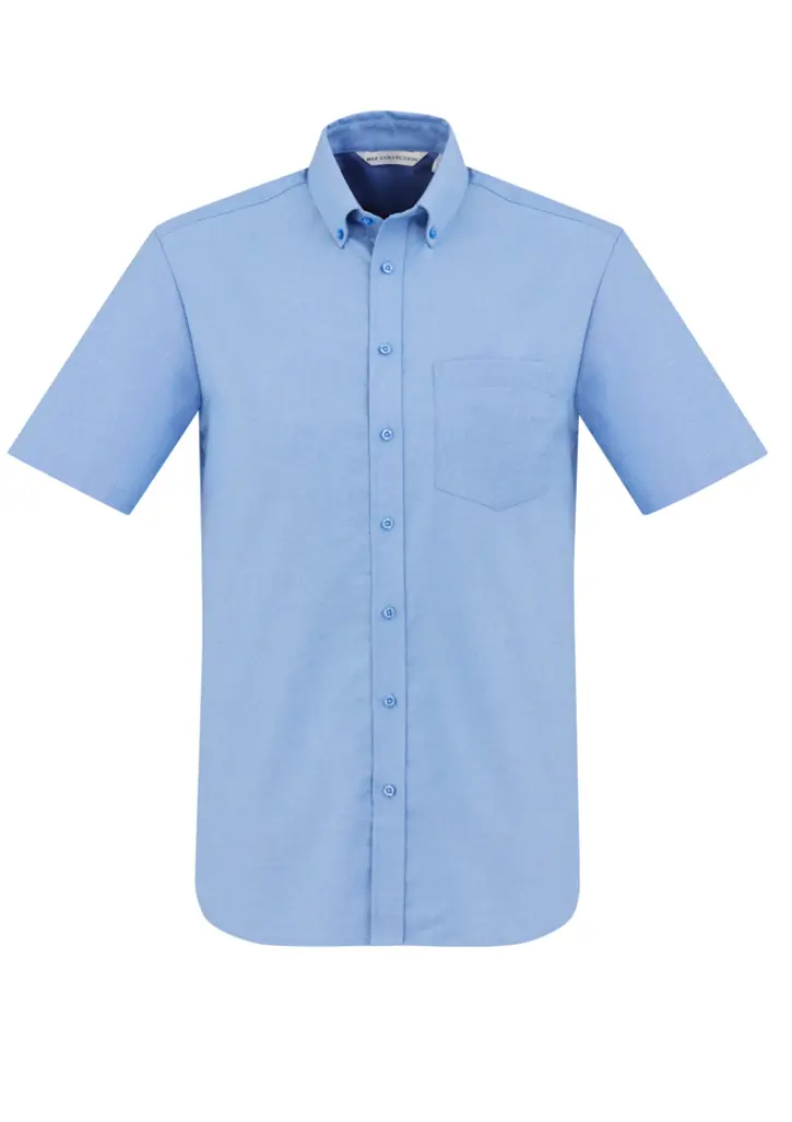 Biz Collection Oxford Mens Short Sleeve Shirt in Chambray