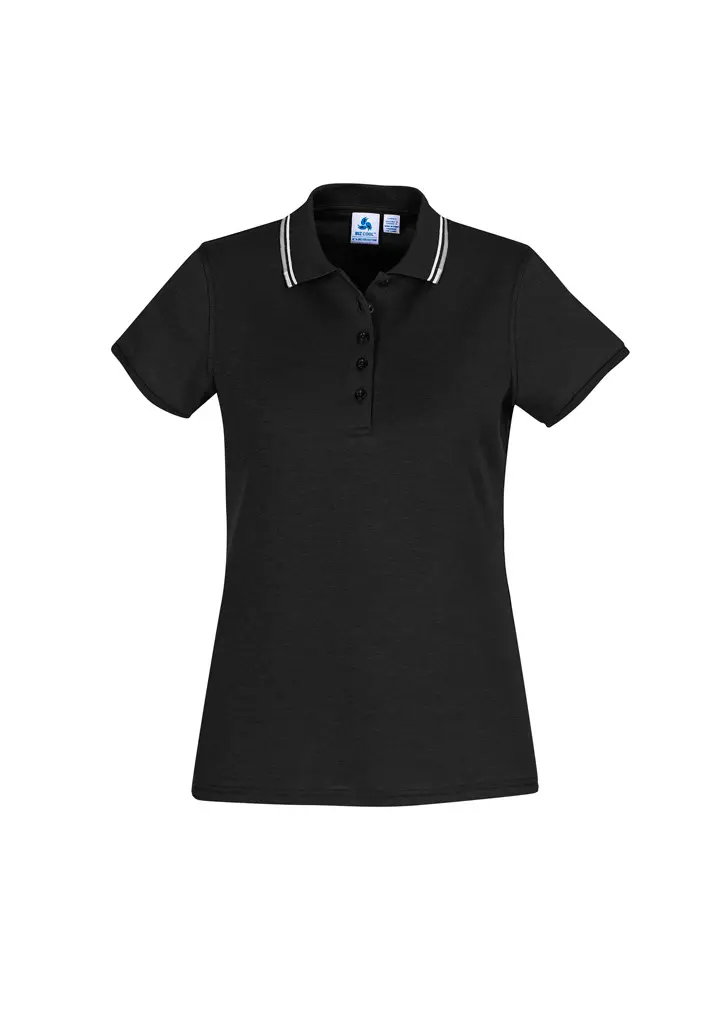Biz Collection Berkeley Mens Short Sleeve Polo in Black/White/Silver