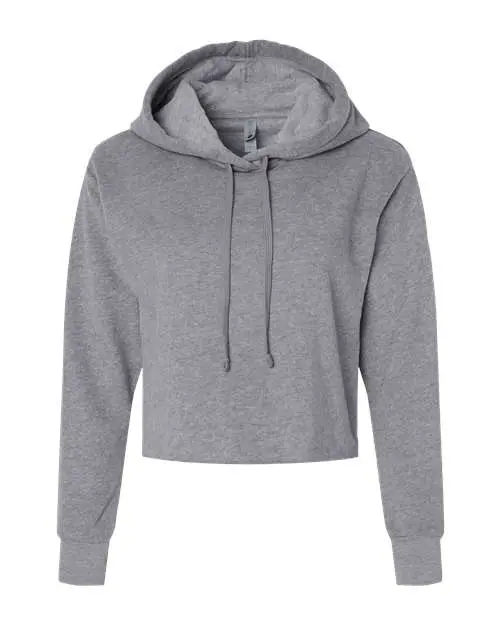 Next Level Women's Laguna Sueded Raw Edge Crop Hoodie Sweatshirt in Military Green