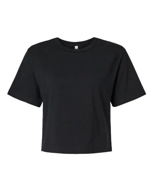 American Apparel Women's Fine Jersey Mid-Length Boxy Tee in Black