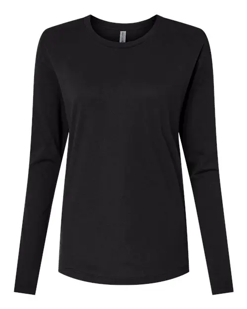 Next Level Women's Cotton Relaxed Long Sleeve T-Shirt in Black
