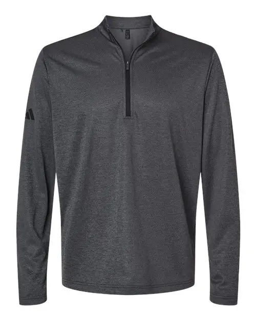 Adidas Men's Space Dyed Quarter-Zip Pullover in Black Melange