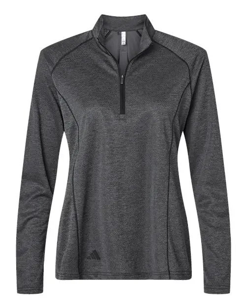 Adidas Women's Space Dyed Quarter-Zip Pullover in Black Melange
