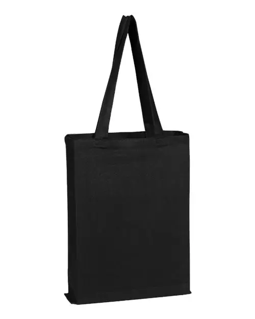 Q-Tees Canvas Gusset Promotional Tote in Black