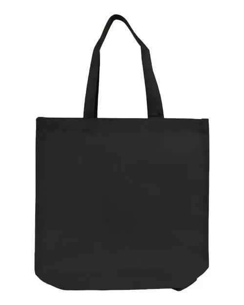 Q-Tees Non-Woven Gusset Bottom Tote in Black