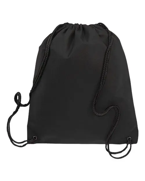 Q-Tees Non-Woven Drawstring Bag in Black