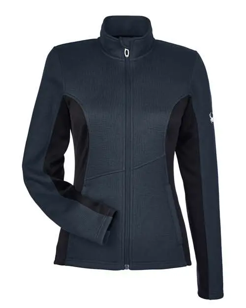 Spyder Women's Constant Full-Zip Sweater Fleece Jacket in Frontier/ Black/ White
