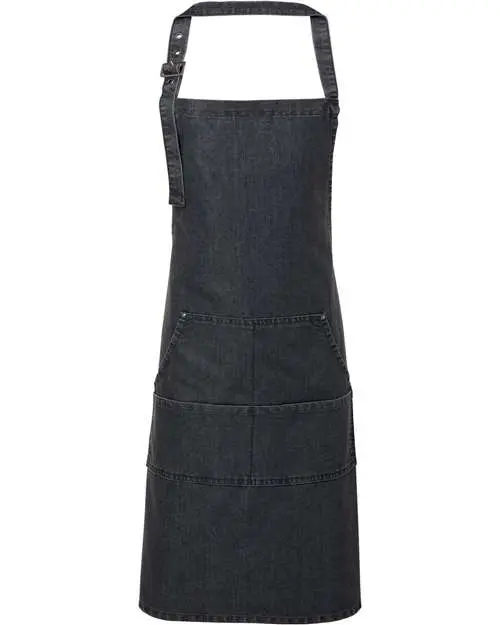 Artisan Collection by Reprime Jeans Stitch Denim Bib Apron in Black Denim