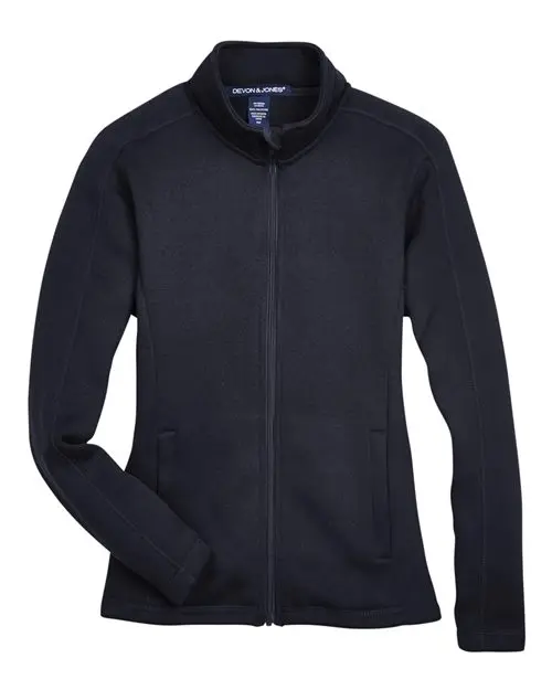 Devon & Jones Women's Bristol Full-Zip Sweater Fleece Jacket in Black