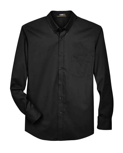 Core365 Men's Operate Twill Dress Shirt in Black