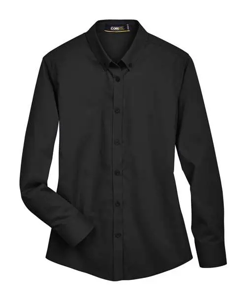 Core365 Women's Operate Twill Shirt in Black