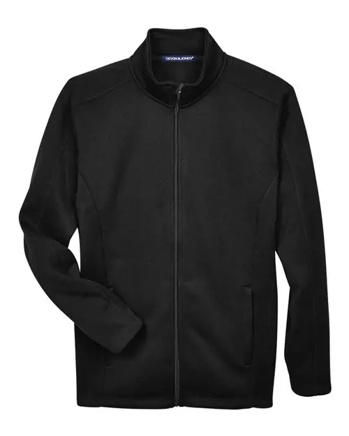 Devon & Jones Men's Bristol Full-Zip Sweater Fleece Jacket in Black