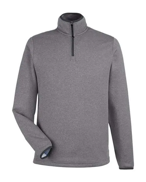 Core365 Men's Venture Heathered Stripe Quarter-Zip Pullover in Black/ White