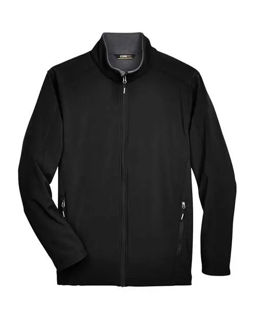 Core365 Men's Tall Cruise Two-Layer Fleece Bonded Soft Shell Jacket in Black