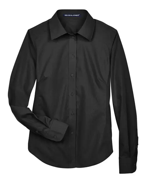 Devon & Jones Women's Crown Collection Broadcloth Woven Dress Shirt in Black