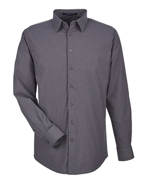 Devon & Jones Men's CrownLux Performance Tonal Mini Check Woven Dress Shirt in Carbon