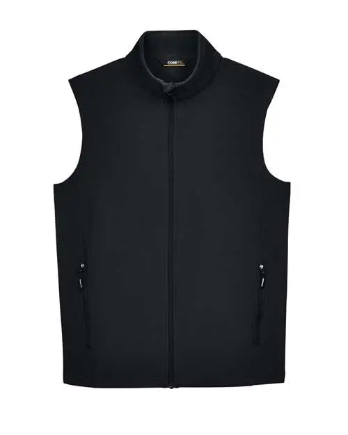 Core365 Men's Cruise Two-Layer Fleece Bonded Soft Shell Vest in Black