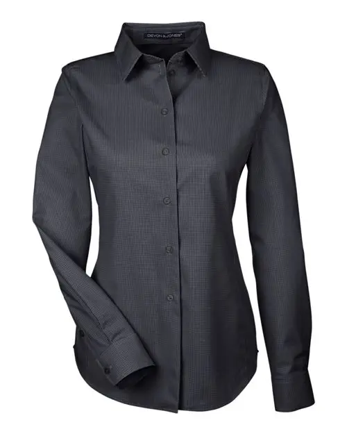 Devon & Jones Women's Crown Collection Royal Dobby Woven Dress Shirt in Black