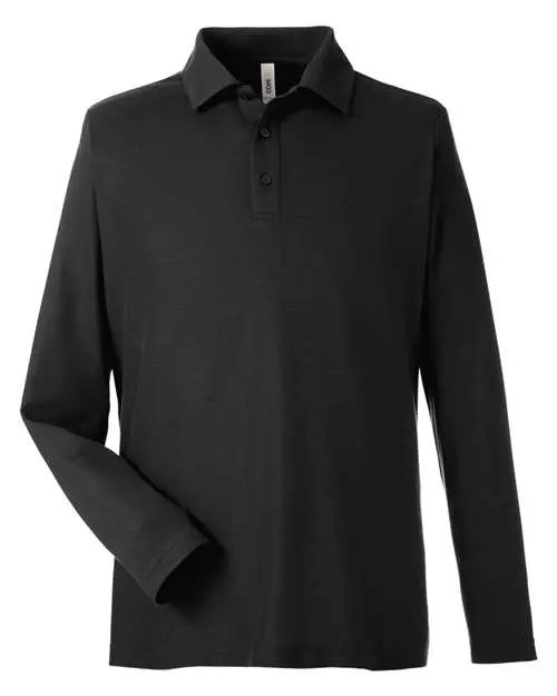 Core365 Men's Fusion ChromaSoft Long Sleeve Pique Polo in Black