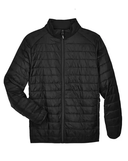 Core365 Men's Prevail Packable Puffer Jacket in Black