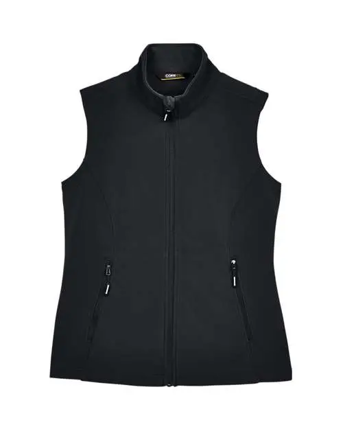 Core365 Women's Cruise Two-Layer Fleece Bonded Soft Shell Vest in Black