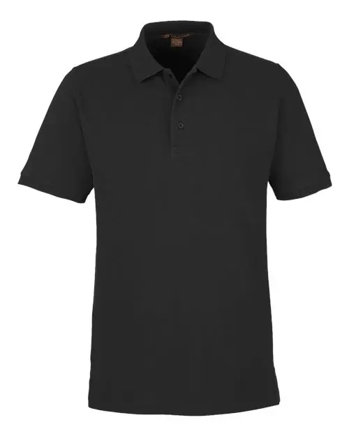 Harriton Men's Valiant Cotton Snag Protect Polo in Black