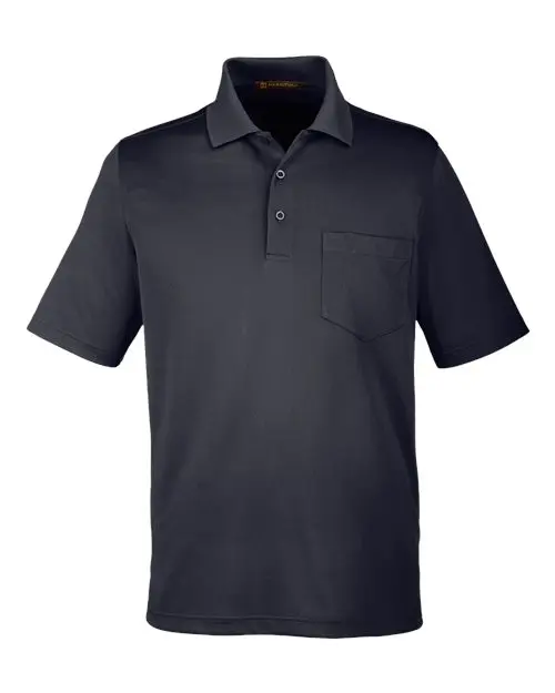 Harriton Men's Advantage Snag Protection Plus IL Pocket Polo in Black
