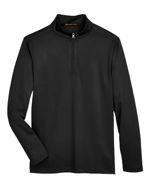 Harriton Men's Advantage Snag Protection Plus Quarter-Zip Pullover in Black